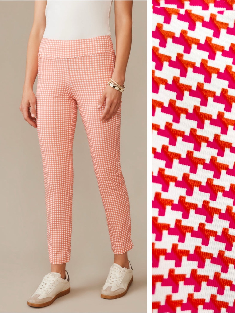 J McLaughlin Newport Capri Pants Catalina Cloth S Small Whte Pink Mini Quotation